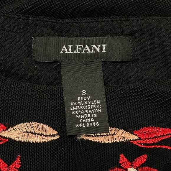 ALFANI •Floral Long Ruffle Sleeve Mesh Blouse | Sz S - Picture 5 of 5